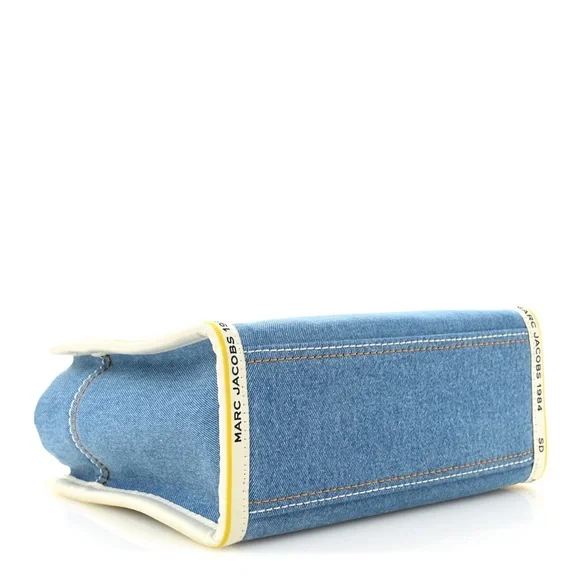 MARC JACOBS Denim Canvas Small Chain Bag Blue Light Wash - Picture 3 of 9